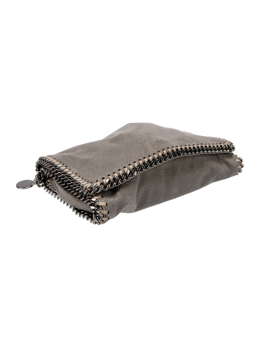 Stella Mccartney Metallic Light Gray Suede Tote With Dusty Rose Lining